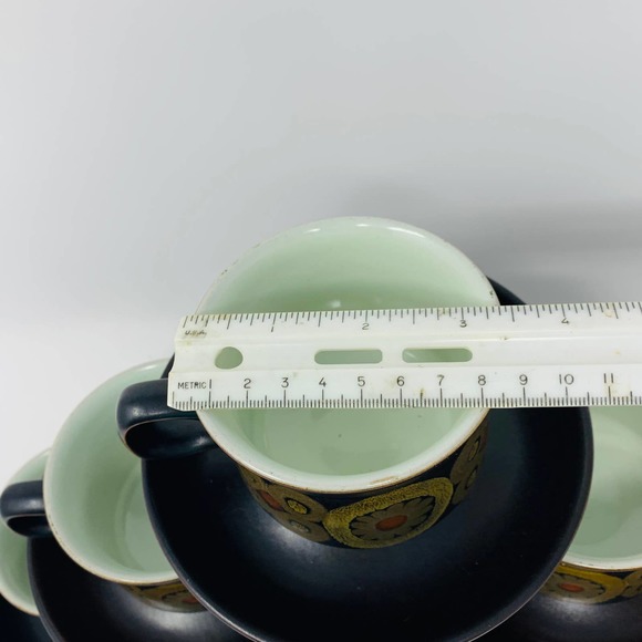 Vintage 1960’s Mod Flower Mug Denby Arabesque 6 Tea Cups And Saucers England - Picture 5 of 8